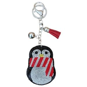 Bling Rhinestone Winter Penguin Keychain